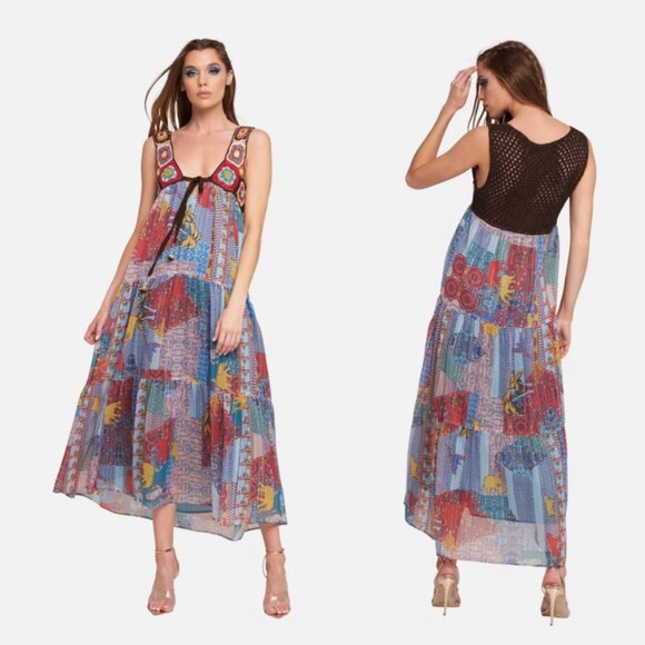 ARATTA Silent Journey Sleeveless Crochet Bodice Maxi Dress size small - Picture 1 of 10